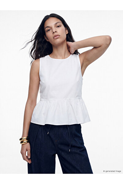 LC Waikiki Crew Neck Peplum Ruched Blouse