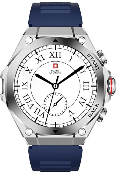 Swiss Military DOM6 Smartwatch 1.43" AMOLED - Silver Frame with Blue Strap