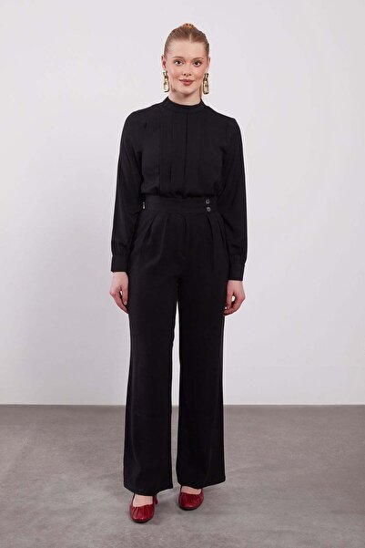 Levidor Black Double Button Detailed Trousers