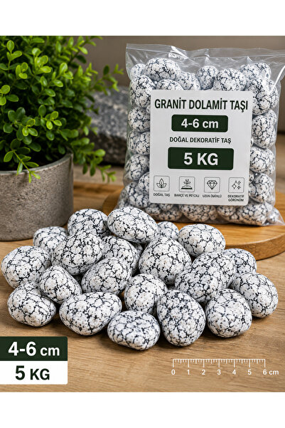 4-6 cm Granit Dolamit Taşı Beyaz Dekoratif Doğal Bahçe Taşı 5 kg