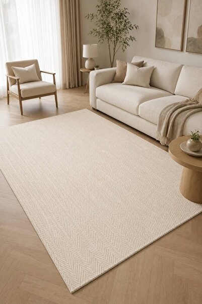 Lorente Home Liora Krem Hasır Dokuma Jüt Kaymaz Taban Sisal Kilim Yıkanabilir...