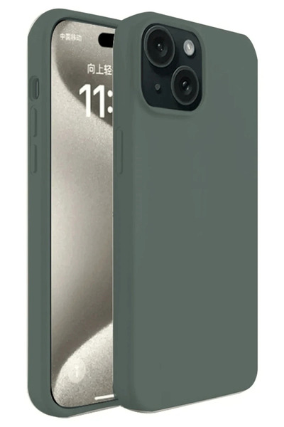 New Face Aconcept iPhone 15 Plus Case First Silicone - (144222) Dark Green