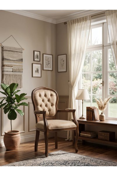 Gazzini Furniture Victoria Kolçaklı Klasik Ahşap Berjer
