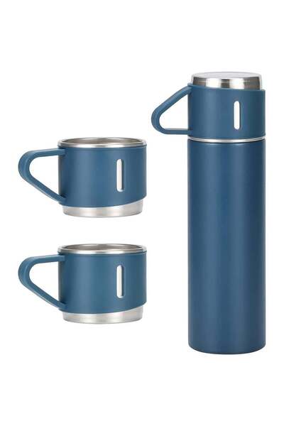 Promagg Set termos 500 ml cu 3 căni din oțel inoxidabil, ideal pentru călător...