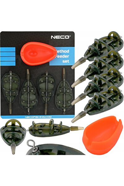 NECOMIC Coșuleț de nadă tip Method 20G 30G 40G 50G + Set de matrițe din silic...