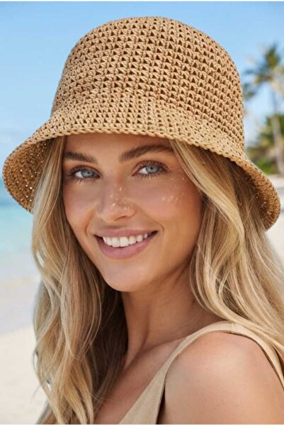 Mood Agenda Women Straw Weave Bucket Hat Crochet Bohemian Beach and Sun Hat
