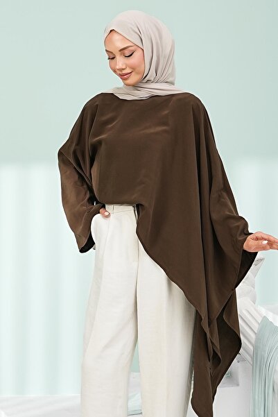 İmajButik Brown Asymmetrical Cut Cape