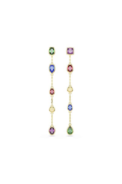 Swarovski Imber damla küpeler, Karışık kesimler, Çok renkli, 18k altın rengi ...