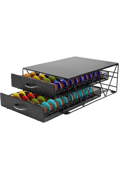 Dotail Organizator capsule cafea SYSYLY, 2 sertare, 80 de capsule, universal,...