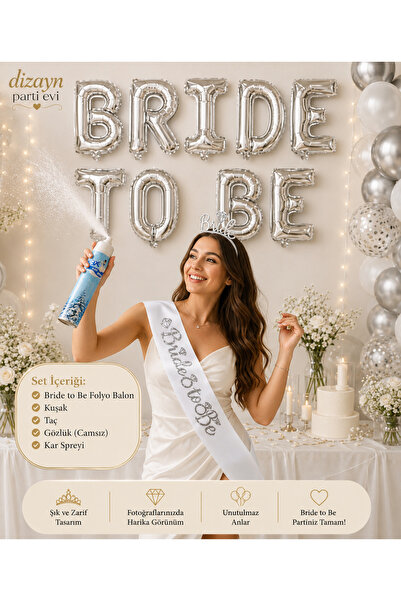 Dizayn Parti Evi Bride To Be Parti Seti – Kuşak, Taç, Gözlük, Kar Spreyi ve F...