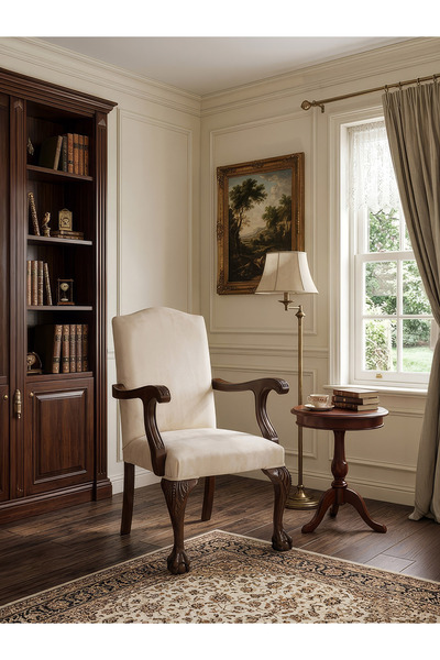 Gazzini Furniture Roma Kolçaklı Ahşap İşlemeli Berjer