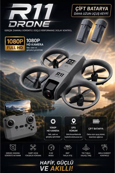 WUNİT R11 Tutacaklı Kumanda Mini Drone HD Kamera Çift Batarya Aktif Tüm Özell...