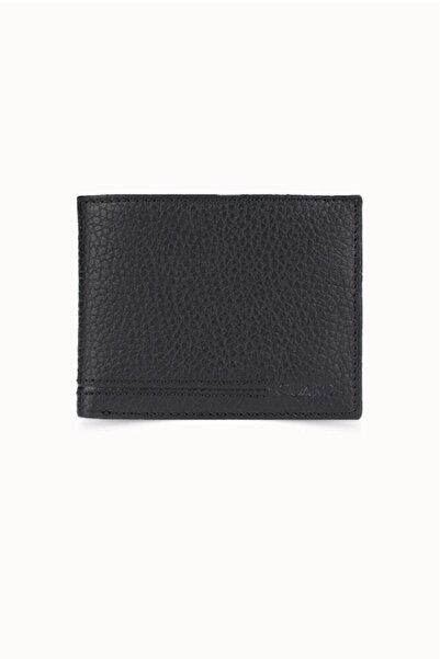 Çıkrık Guard Black Genuine Leather Men's Wallet with Magnet