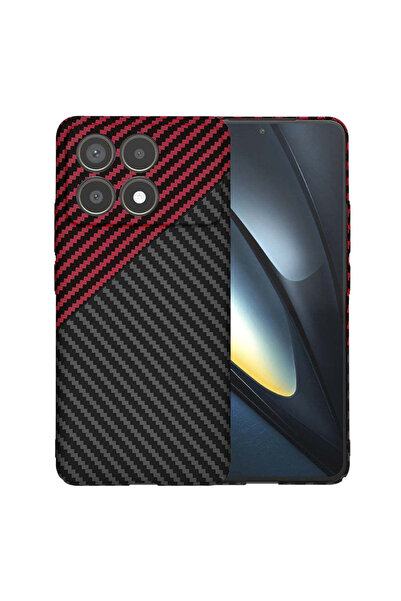 Techsuit Калъф за Xiaomi POCO F6 Pro, Карбонов корпус, тъмночервен - тъмночервен