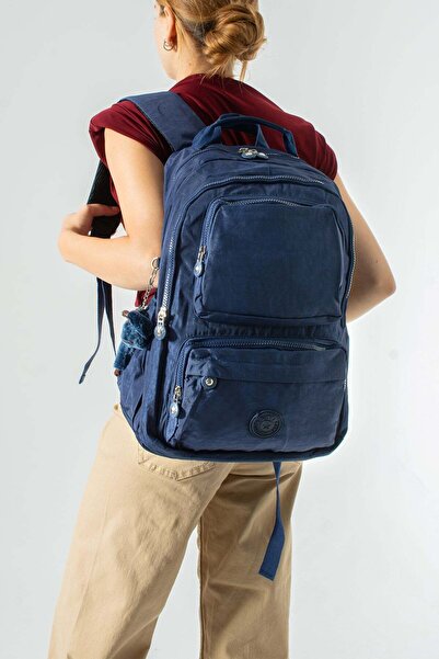 571 Collections Çanta Ultra Light Multi-Pocket Medium Size Backpack Navy Blue...