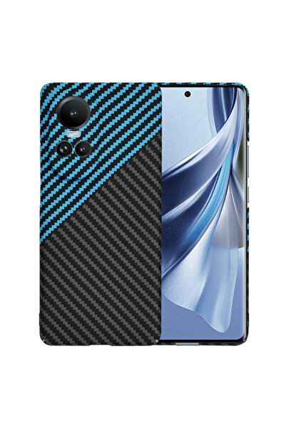 Techsuit Husă pentru OPPO Reno10, Carcasă din fibră de carbon, albastru - alb...