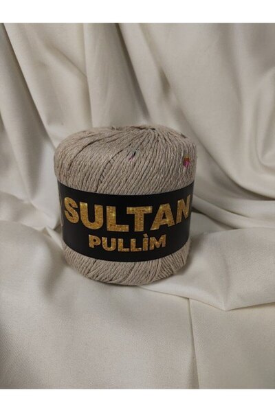 Sultan Ață de tricotat manual Pullim din bumbac, culoare bej, cu paiete, 50gr...