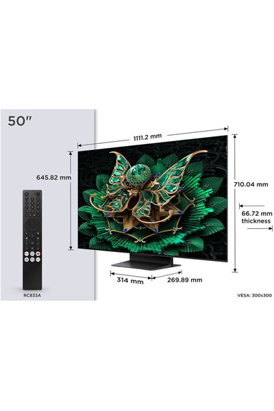 TCL Televizor 50C7K 127 cm (50 ") 4K Ultra HD Smart TV Wi-Fi Metalic 2000 cd/m²