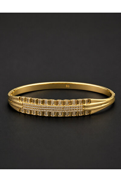 XUPING JEWELRY 18 Ayar Gold Taş Detaylı Kelepçe Bilezik