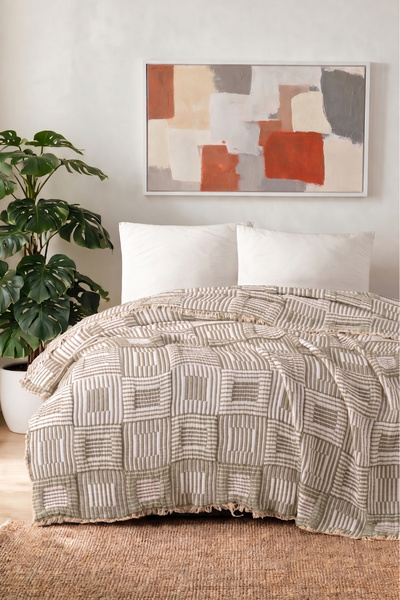 Zühre Home 8 Layer Padded Double Muslin Bedspread |   Lightweight, Soft, Prem...