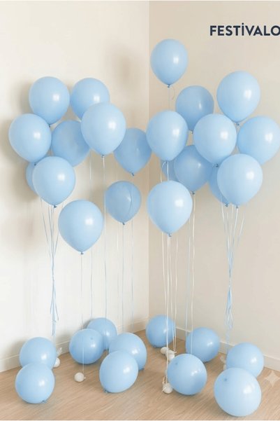 FESTİVALOON Set of 20 Macaron Blue Balloons 11 Inch Pastel Baby Blue Birthday Baby Shower Party Decoration