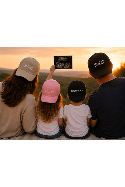 sf collection Καπέλο για οικογένεια 4 ατόμων με στάμπα MOM & DAD & Brother-Si...