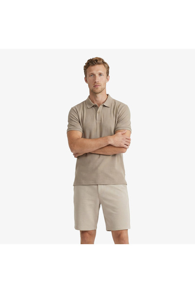 Nautica Men's Beige Regular Fit Polo Neck T-Shirt