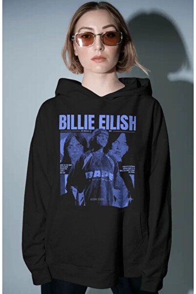 SEVBANO Hanorac premium oversize unisex cu imprimeu frontal Billie Eilish Singer