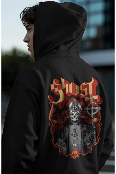 SEVBANO Hanorac premium oversize unisex cu imprimeu pe spate Ghost Rock Metal...
