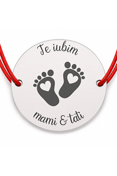 Simoshop Brățară argint 925 cu bănuț Te Iubim Mami și Tati, șnur reglabil — c...