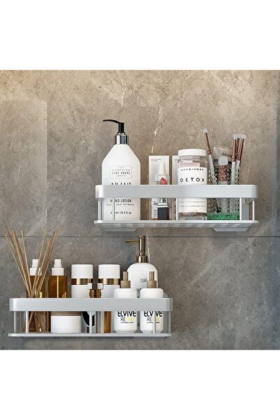 Arabest 2-Piece Shower Organizer Set,Drill-Free Adhesive Shower Shelf for Bat...