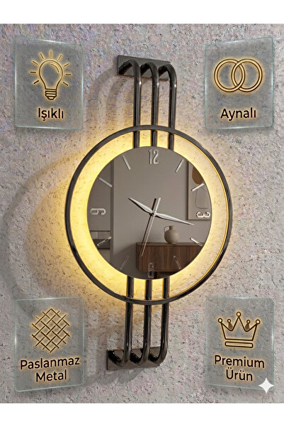 Ronson Modern Aynalı Metal Duvar Saati Gümüş Detaylı | Sessiz Akan Mekanizma ...