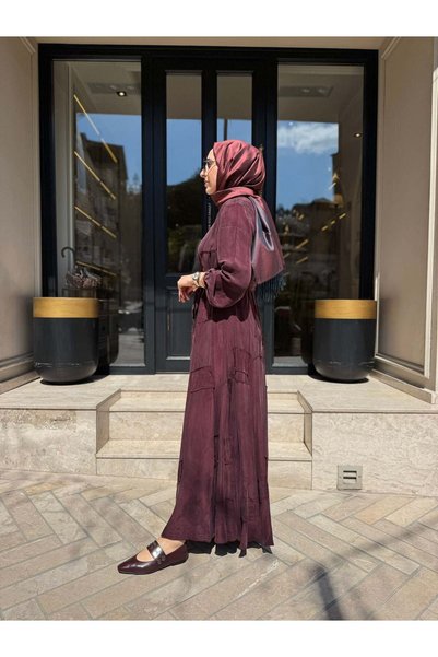 MissWhence 39804 Piece Detail Women's Dress Claret Red