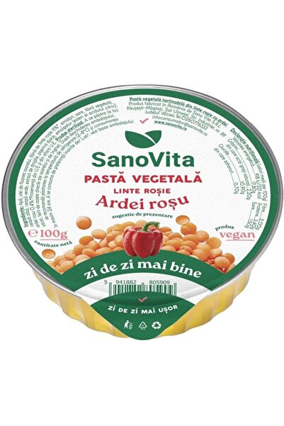 Sano Vita PASTĂ DE LEGUME DIN LENTILĂ ROȘIE CU ARDEI 100G