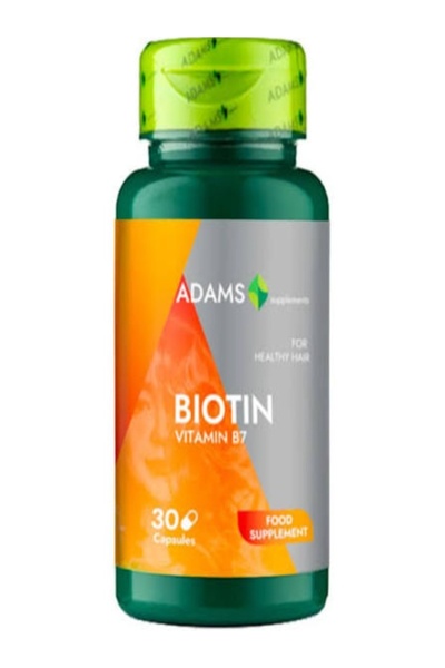 Adams Vision Biotin (Vitamina B7), 30 capsule – Susține sănătatea părului, pi...