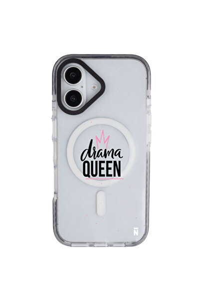Casen iPhone 16 Yanları Siyah Magsafe Arty Şeffaf Drama Queen Tasarımlı Premi...
