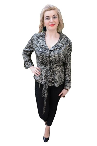 OEM Bluza casual-eleganta cu maneca lunga, cu cordon in talie, kaki