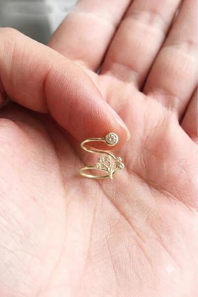 BY BARUN SİLVER 925 Ayar Gümüş Kıkırdak Küpe Hayat Ağacı Modeli Helix Piercing