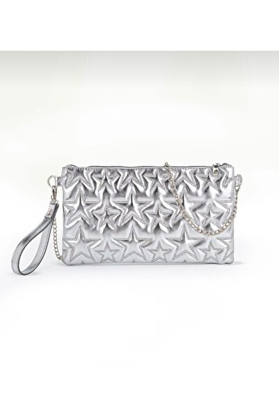 Genel Markalar Kadın Yıldız Nakışlı Zincir Askılı Clutch Çanta 30/20