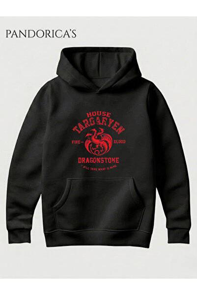 Grafftee Clothing Game Of Thrones House Dragon Tasarımı Unisex Kapüşonlu Pamu...
