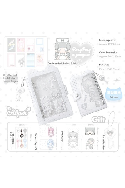 Choice1 دفتر ملاحظات أبيض عمودي الشكل من RosyPosy Pumpum Cat Ear A6 ذو أوراق ...
