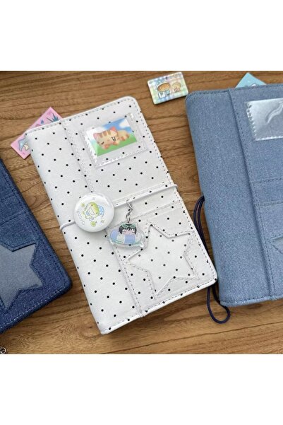 Choice7 A6 white shell Korean Lavender Star Notebook Cute Polka Dot A6 Binder...