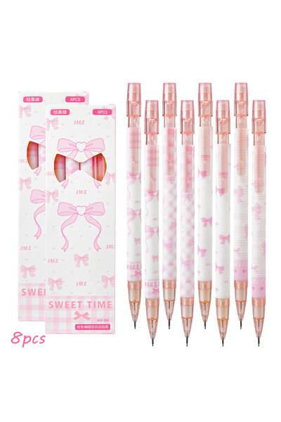 Choice 8pcs 4/8PCS Pink Bow Mechanical Pencil Set 0.5mm Cute Kawaii Retractab...