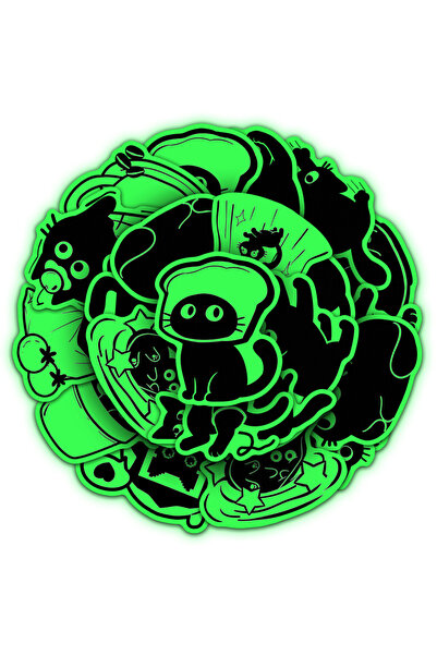 Choice 20pcs 20 Pcs Glow in The Dark Black Cat Stickers Doodle Funny Cat Wate...