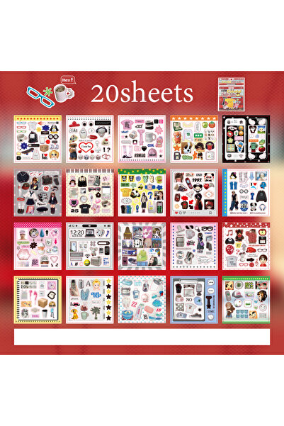 Choice1 S31975-1 Mr.Paper 20 Sheets Square Y2K Style Sticker Book, Vintage Ma...