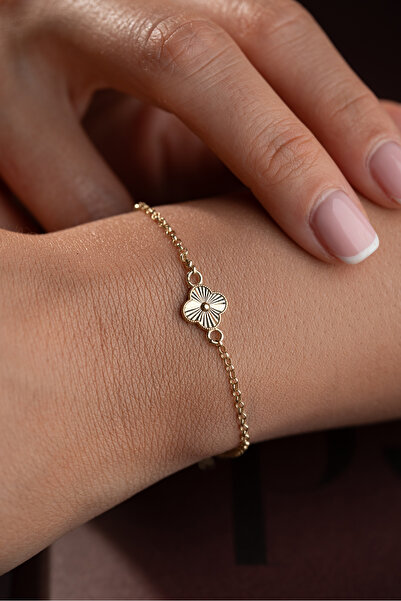 beonejewelry 925 Ayar Gümüş Kalemli Yonca Bileklik