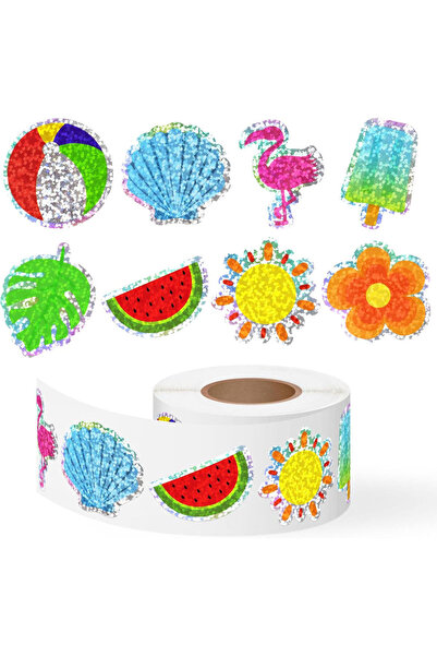 Choice H1021-500pcs 500Pcs Summer Stickers Roll Holographic Laser Hawaiian Tr...