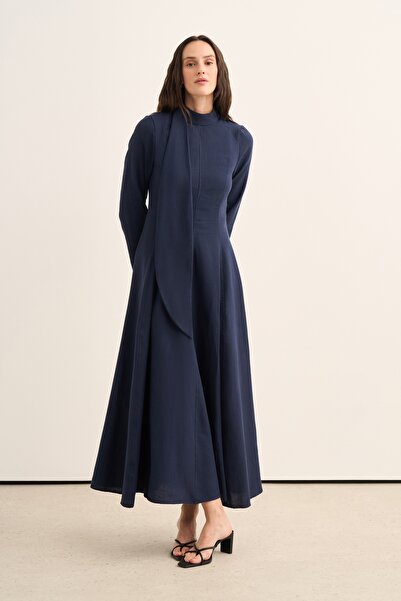EBU Prive Women's Elora Organic Cotton Dress Navy Blue