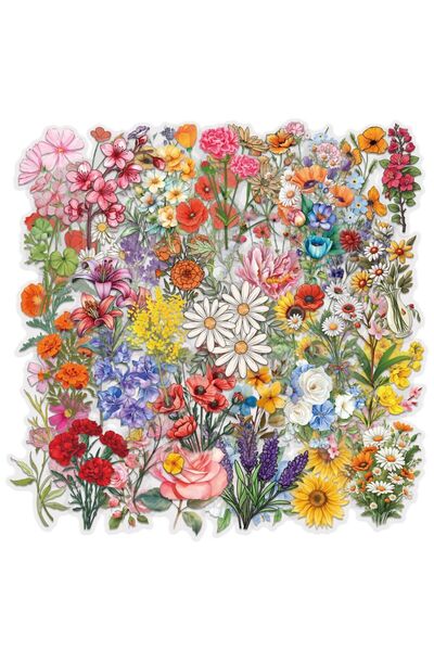 Choice 60PCS 60PCS Transparent Flowers Stickers Graffiti Stickers DIY Diary P...