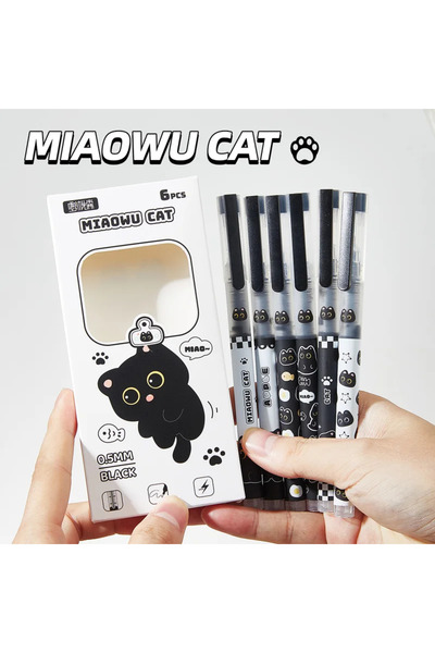Choice black 6pcs 6pcs Cute Cat Liquid Gel Pens Fast Drying Anti Fading Smoot...